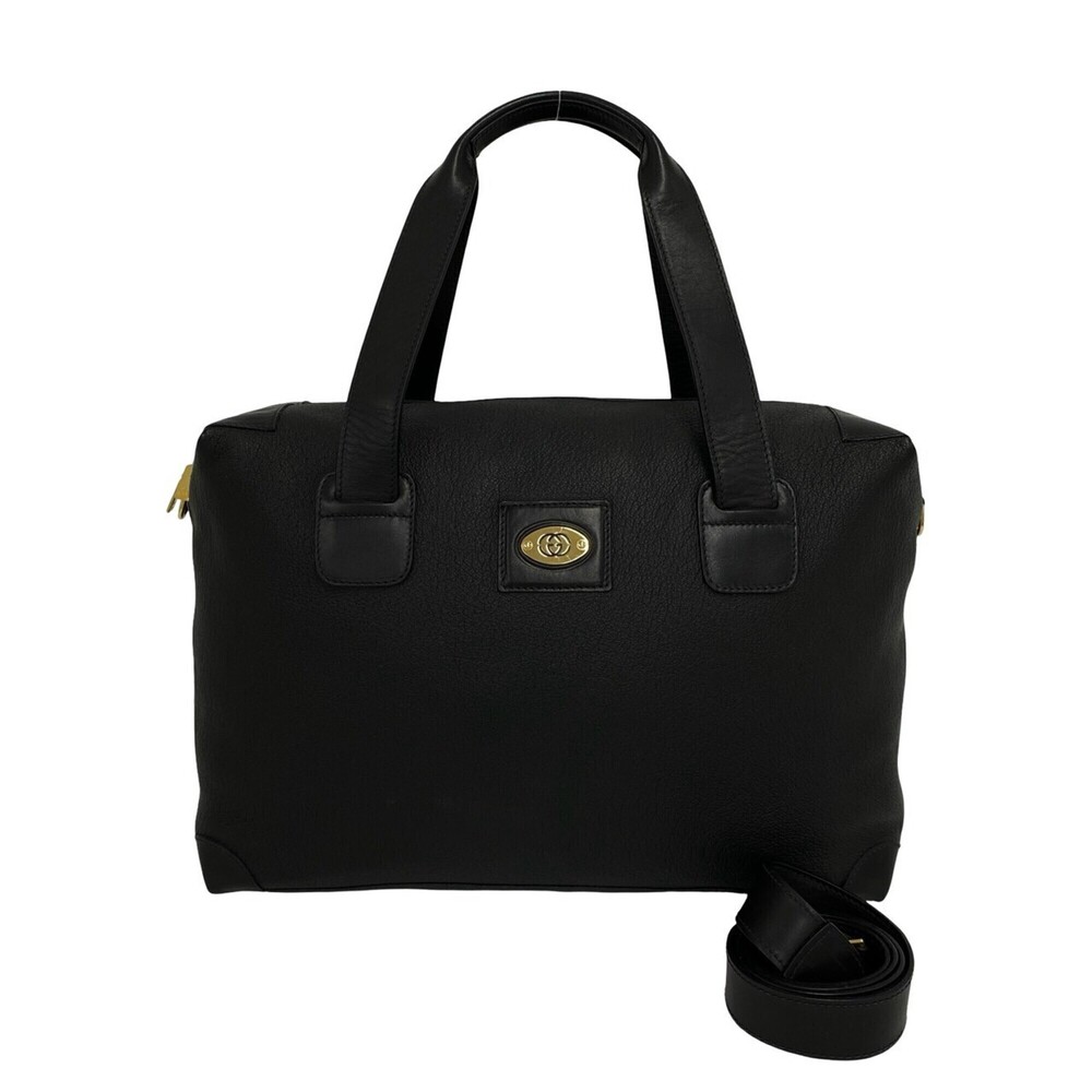 GUCCI Vintage GG Logo Hardware Leather 2-Way Shoulder Bag, Handbag, Boston Bl...